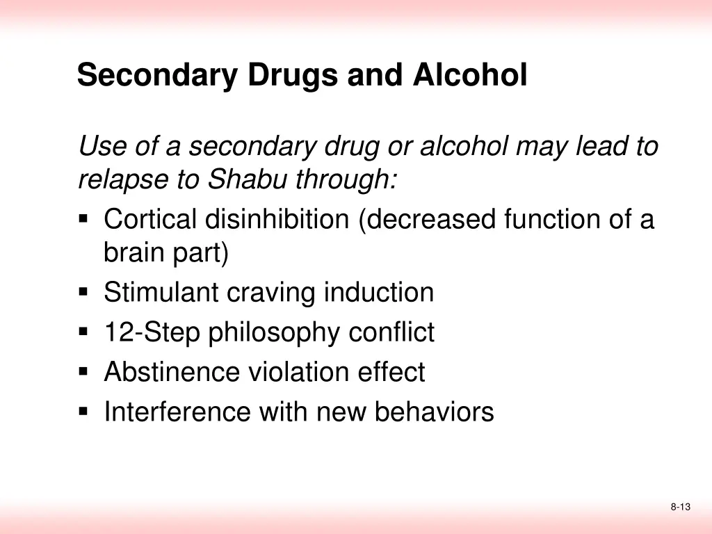 secondary drugs and alcohol