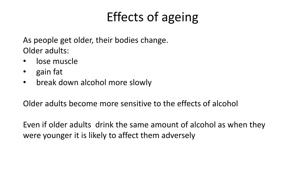 effects of ageing