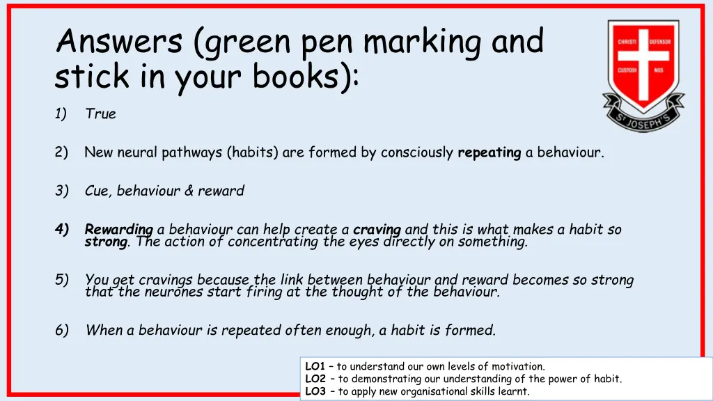 answers green pen marking and stick in your books