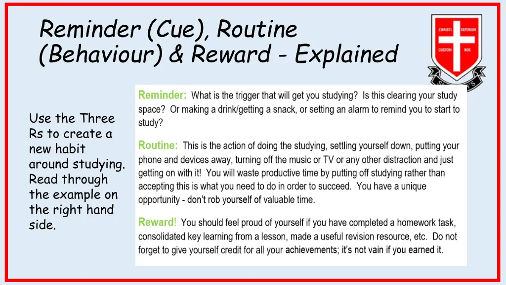 reminder cue routine behaviour reward explained