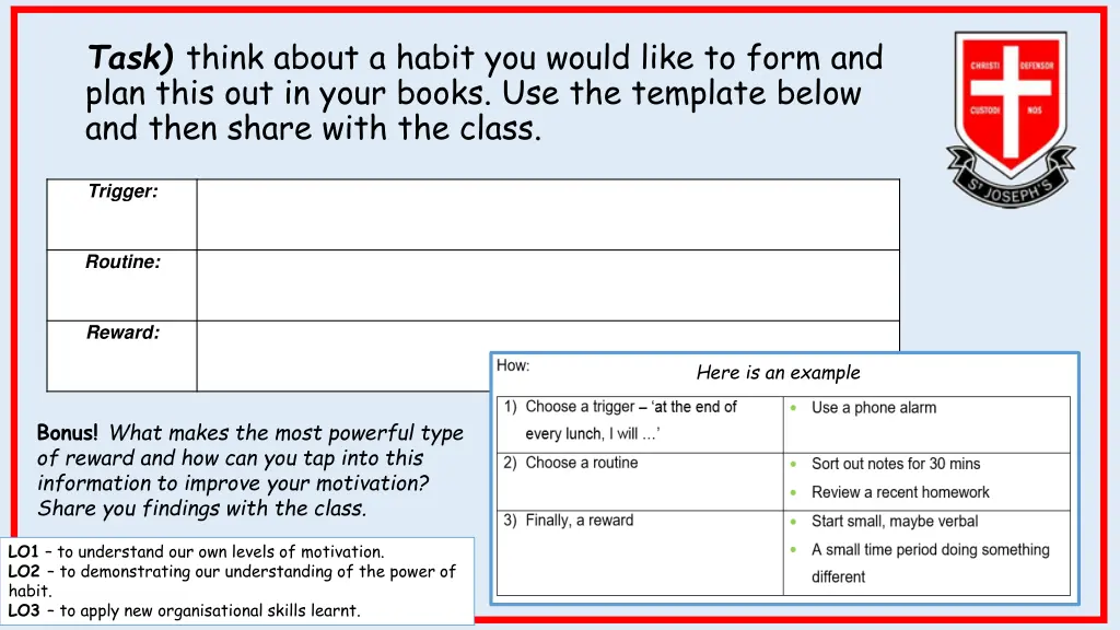 task think about a habit you would like to form