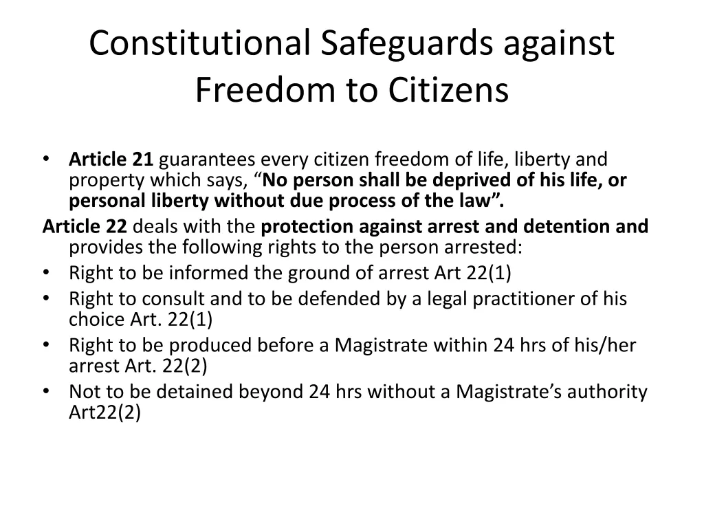 constitutional safeguards against freedom 1