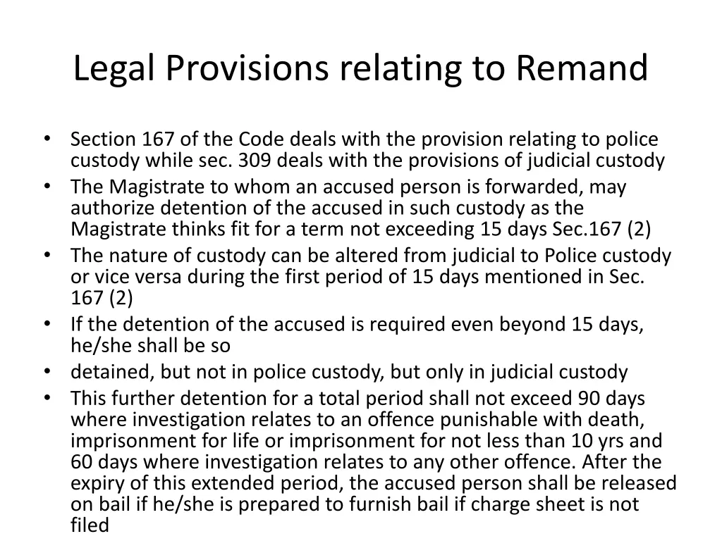 legal provisions relating to remand