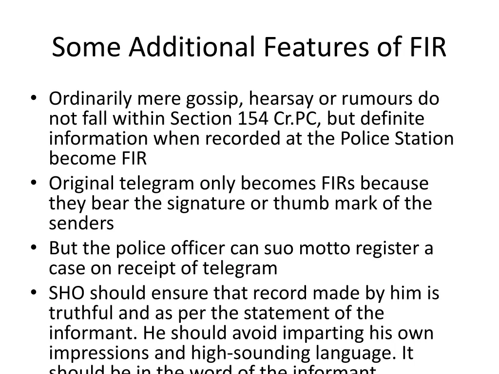 some additional features of fir