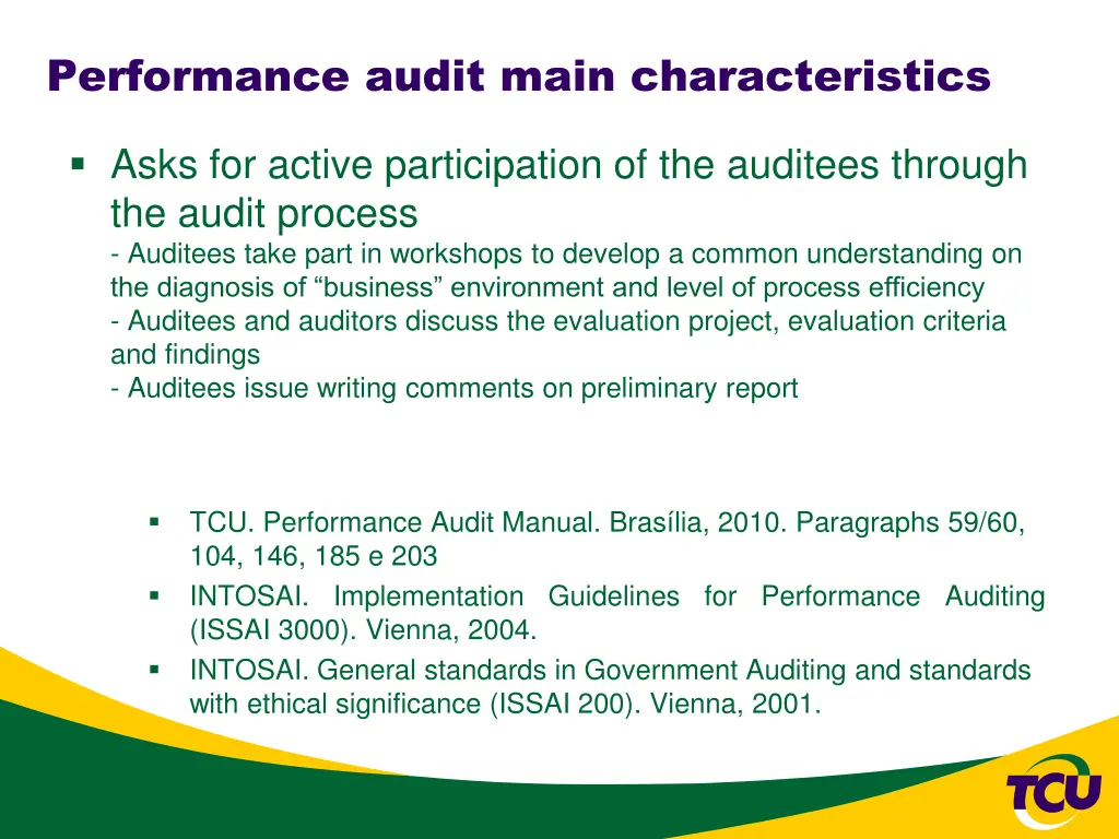 performance audit main characteristics 1