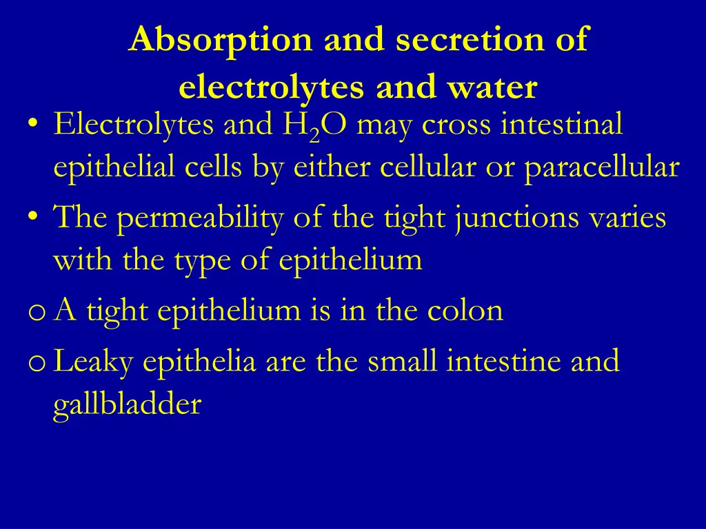 absorption and secretion of electrolytes