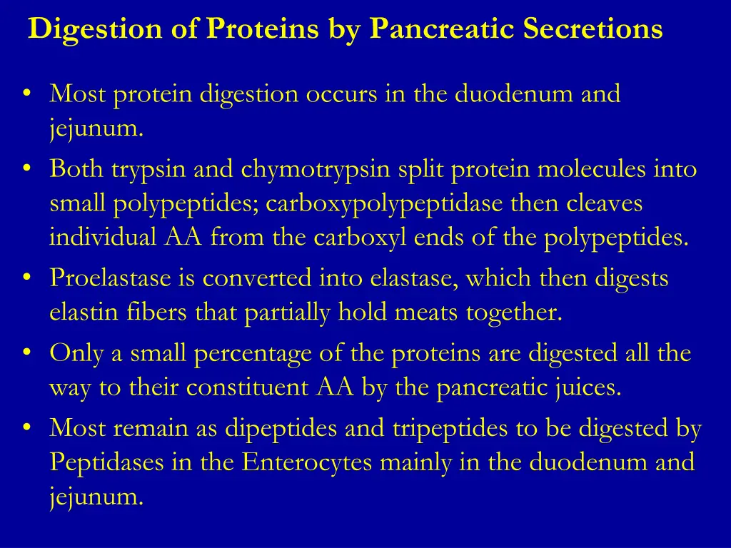 digestion of proteins by pancreatic secretions