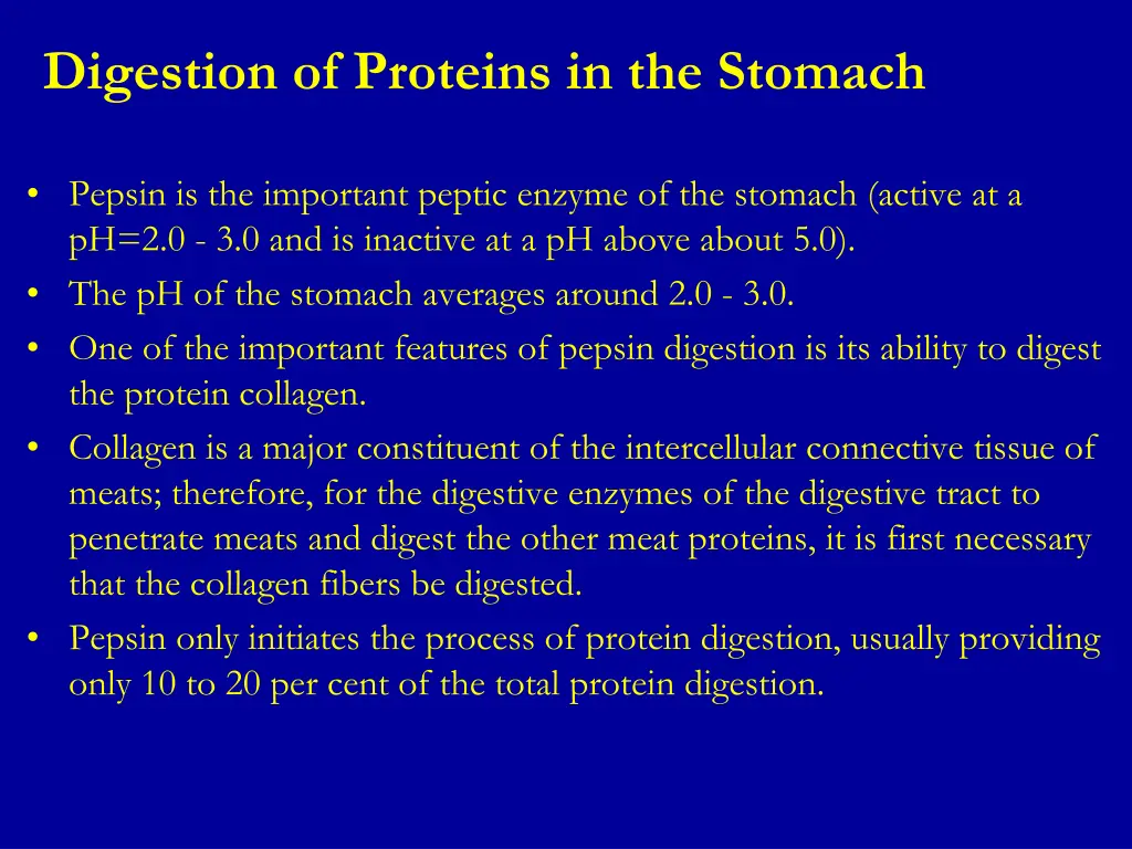 digestion of proteins in the stomach