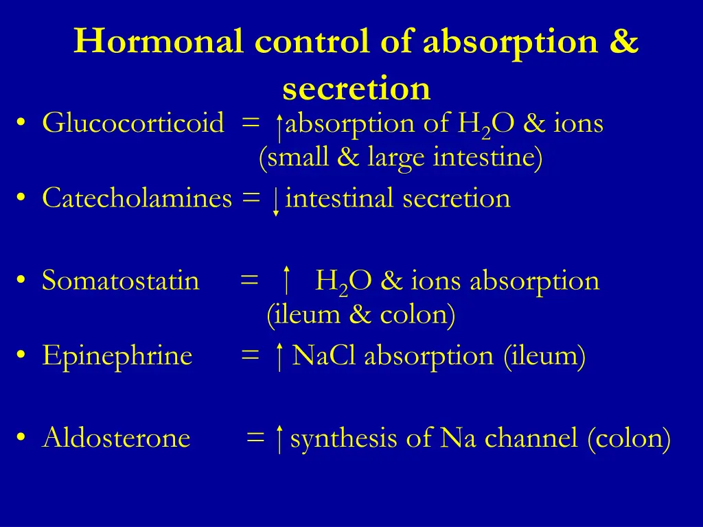 hormonal control of absorption secretion