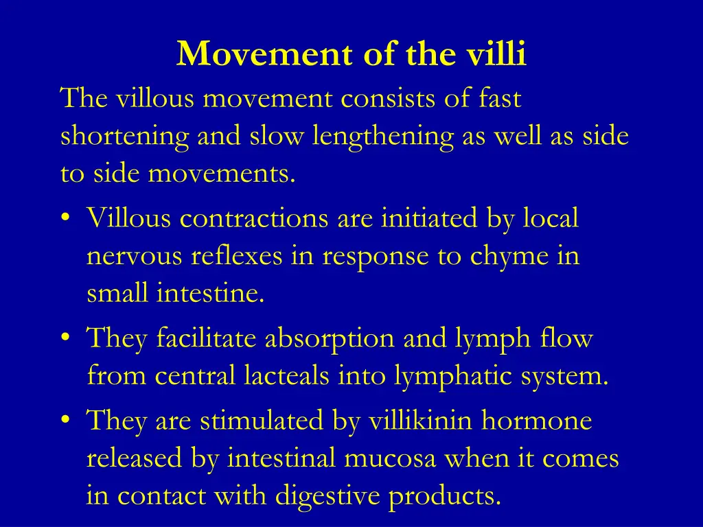 movement of the villi the villous movement