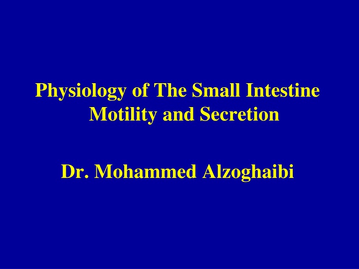 physiology of the small intestine motility