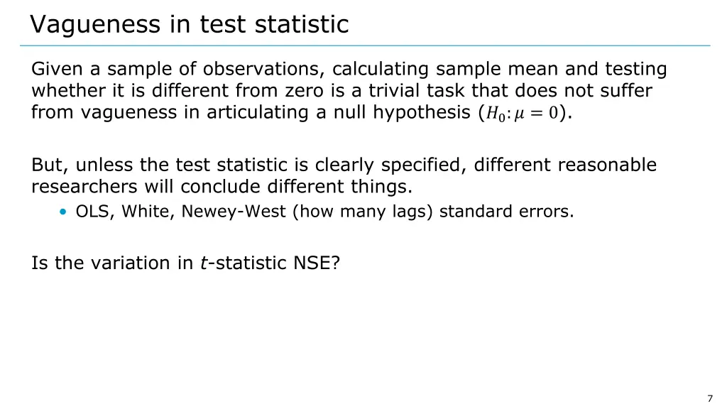 vagueness in test statistic