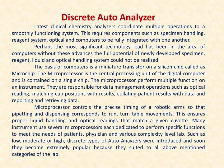 discrete auto analyzer latest clinical chemistry