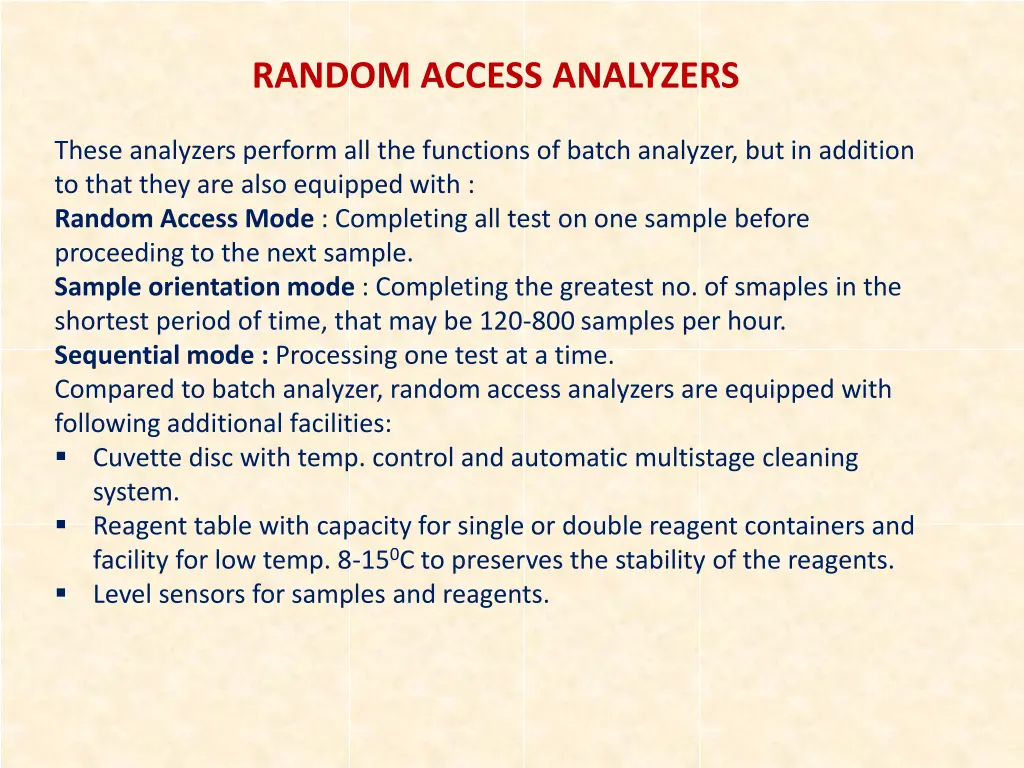 random access analyzers