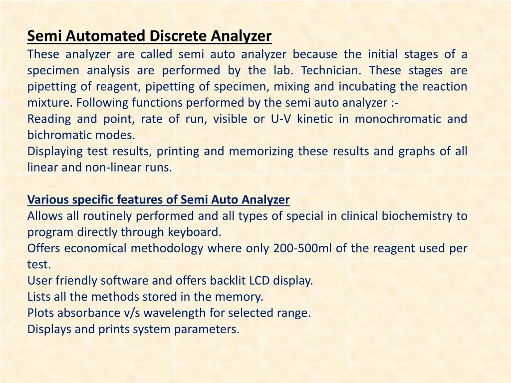 semi automated discrete analyzer these analyzer