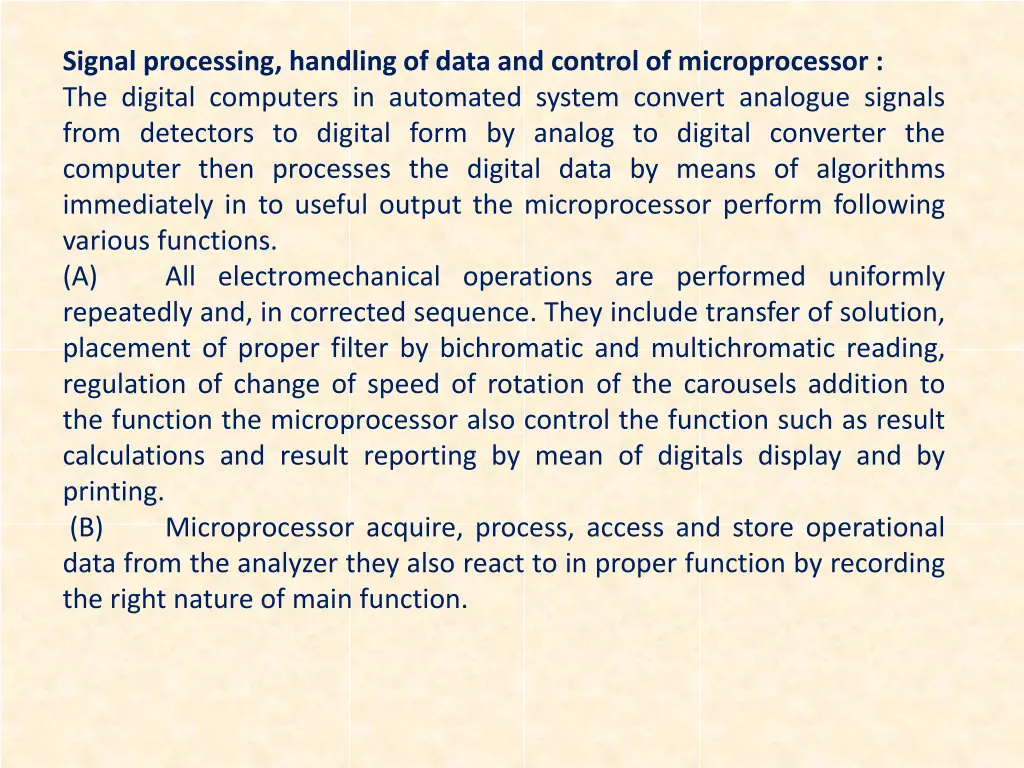 signal processing handling of data and control