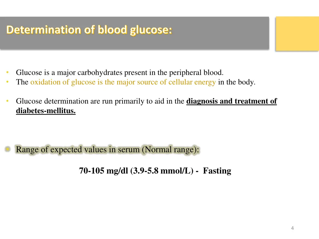 determination of blood glucose