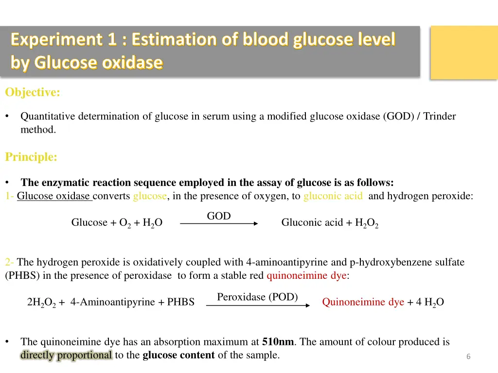 experiment 1 estimation of blood glucose level