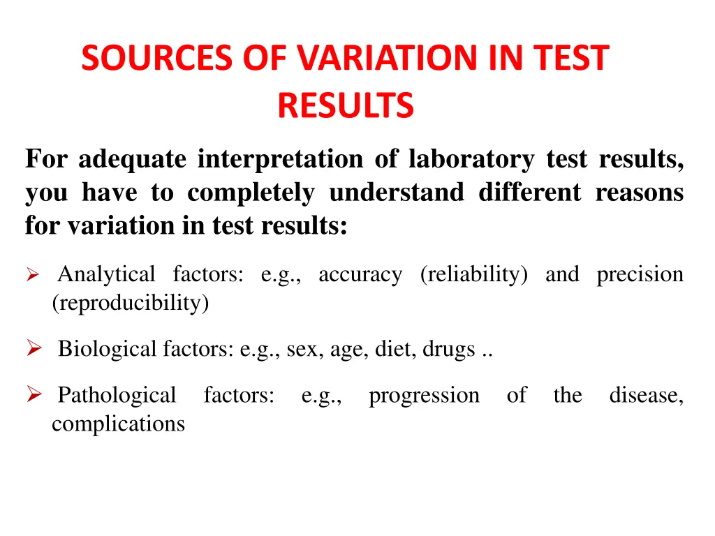 sources of variation in test results for adequate