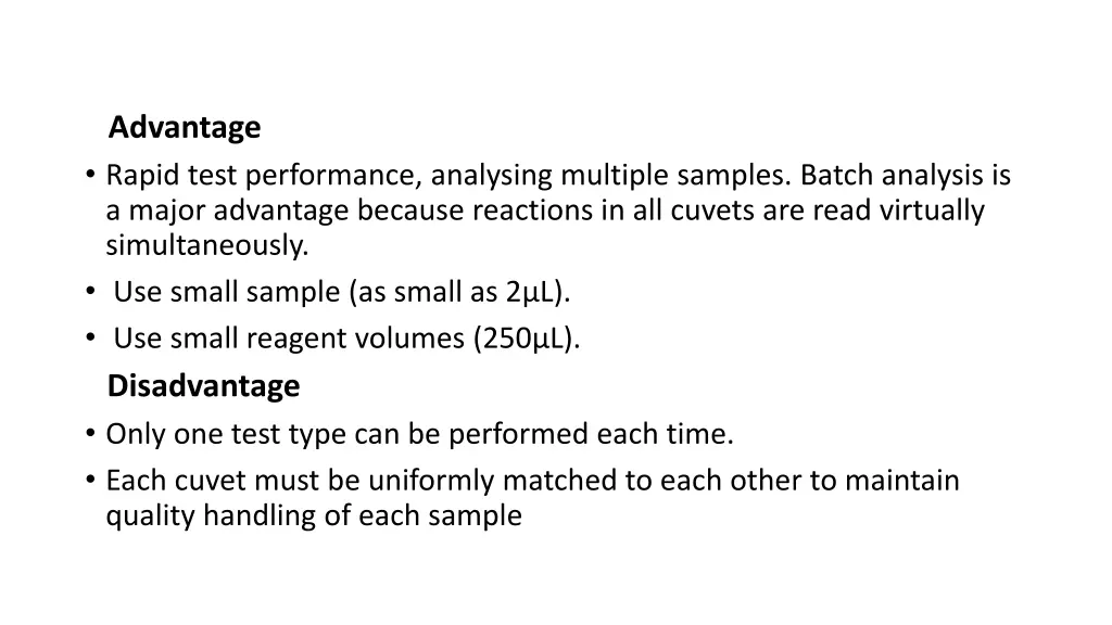 advantage rapid test performance analysing