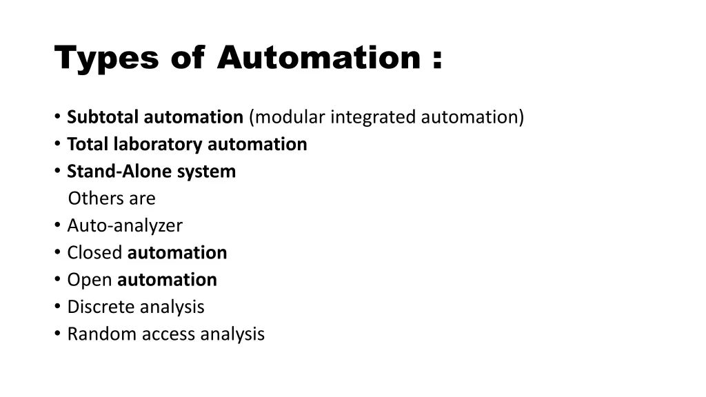 types of automation