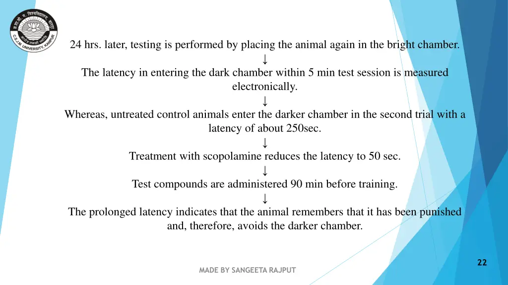 24 hrs later testing is performed by placing