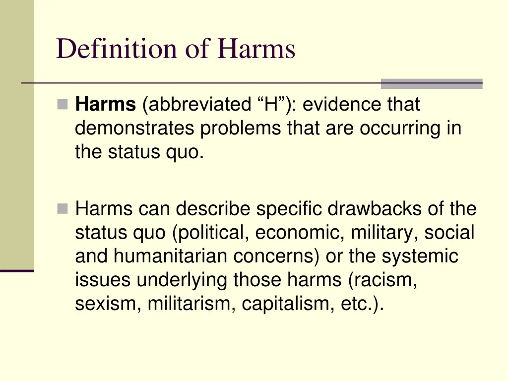 definition of harms