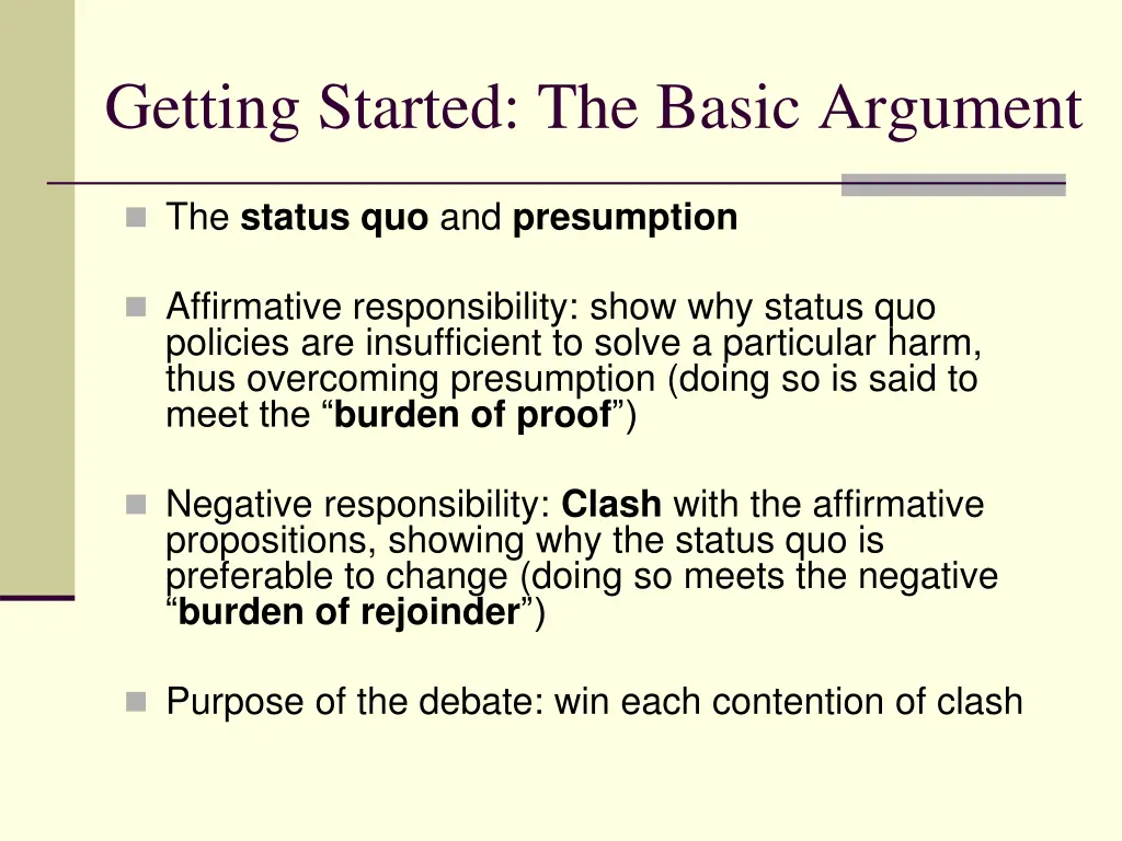 getting started the basic argument