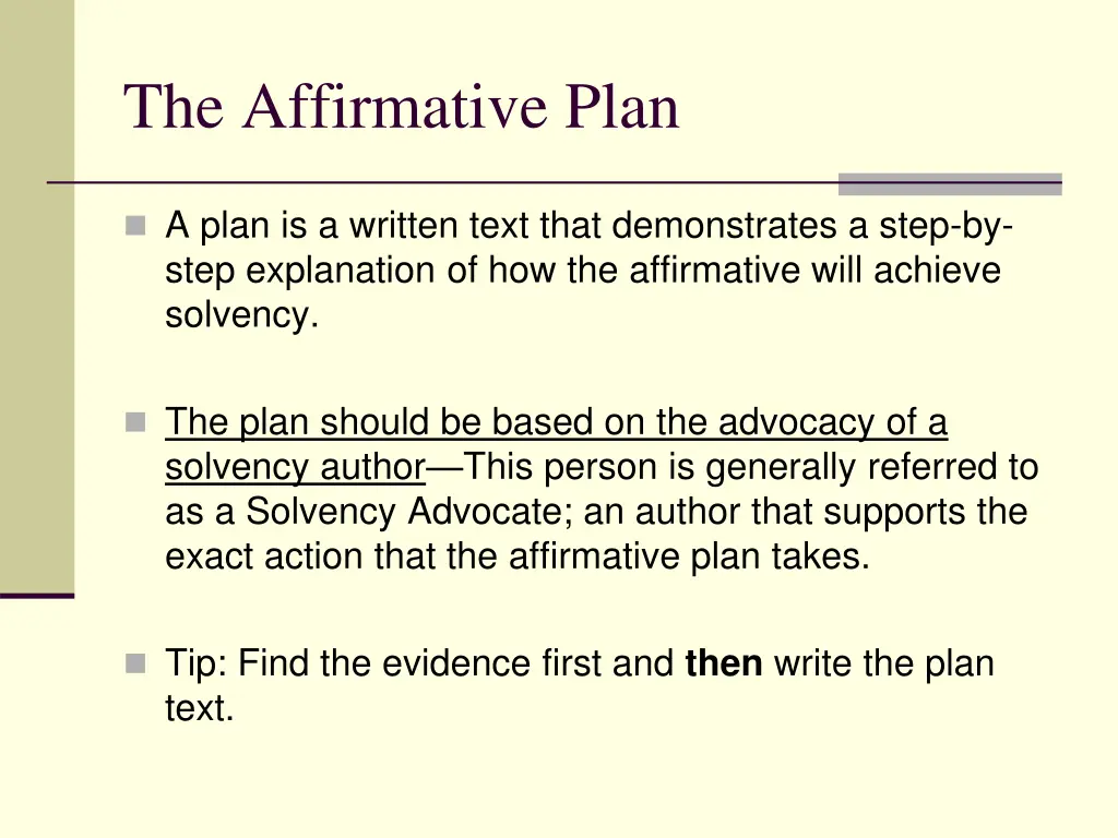 the affirmative plan