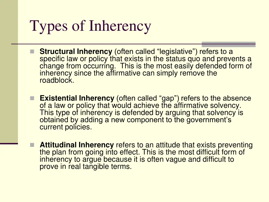 types of inherency