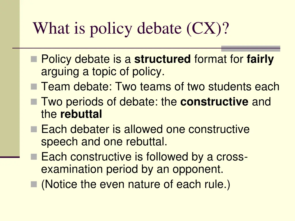 what is policy debate cx