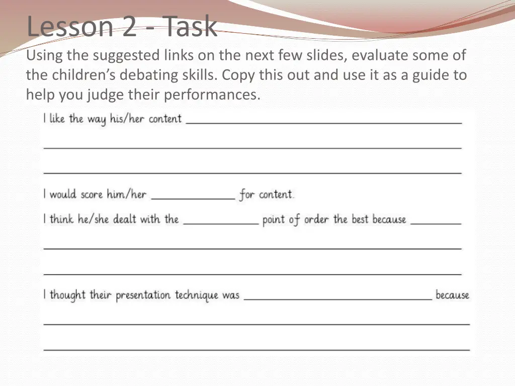 lesson 2 task using the suggested links