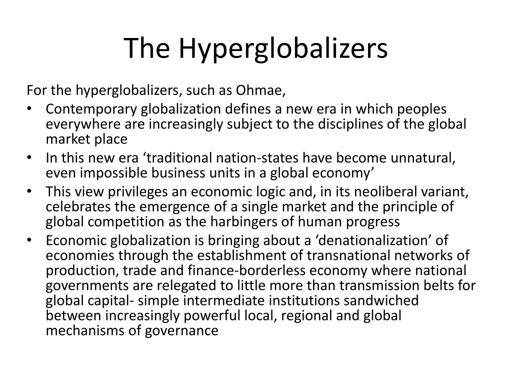 the hyperglobalizers