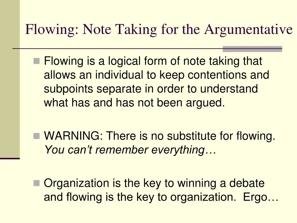 flowing note taking for the argumentative