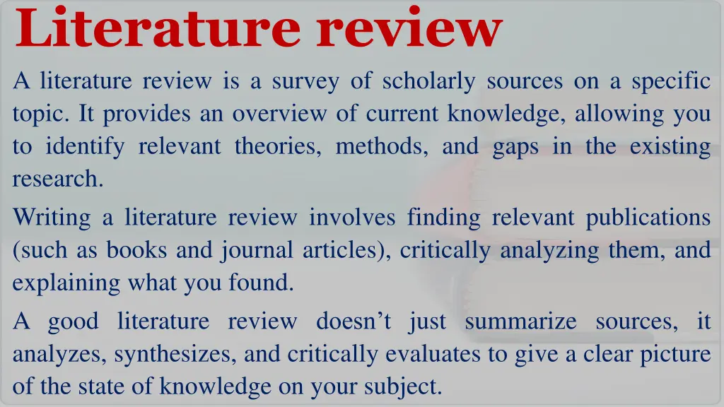 literature review a literature review is a survey