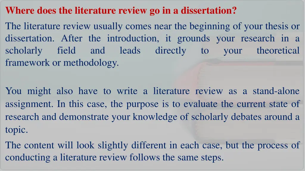 where does the literature review