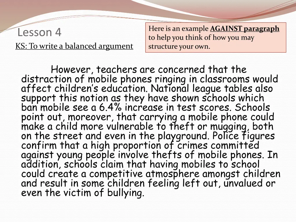 here is an example against paragraph to help