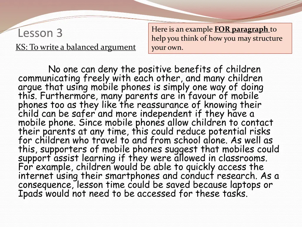 here is an example for paragraph to help