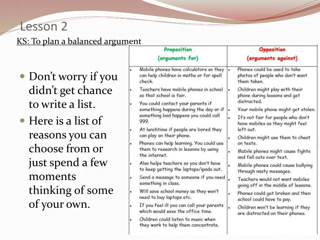 lesson 2 ks to plan a balanced argument 1