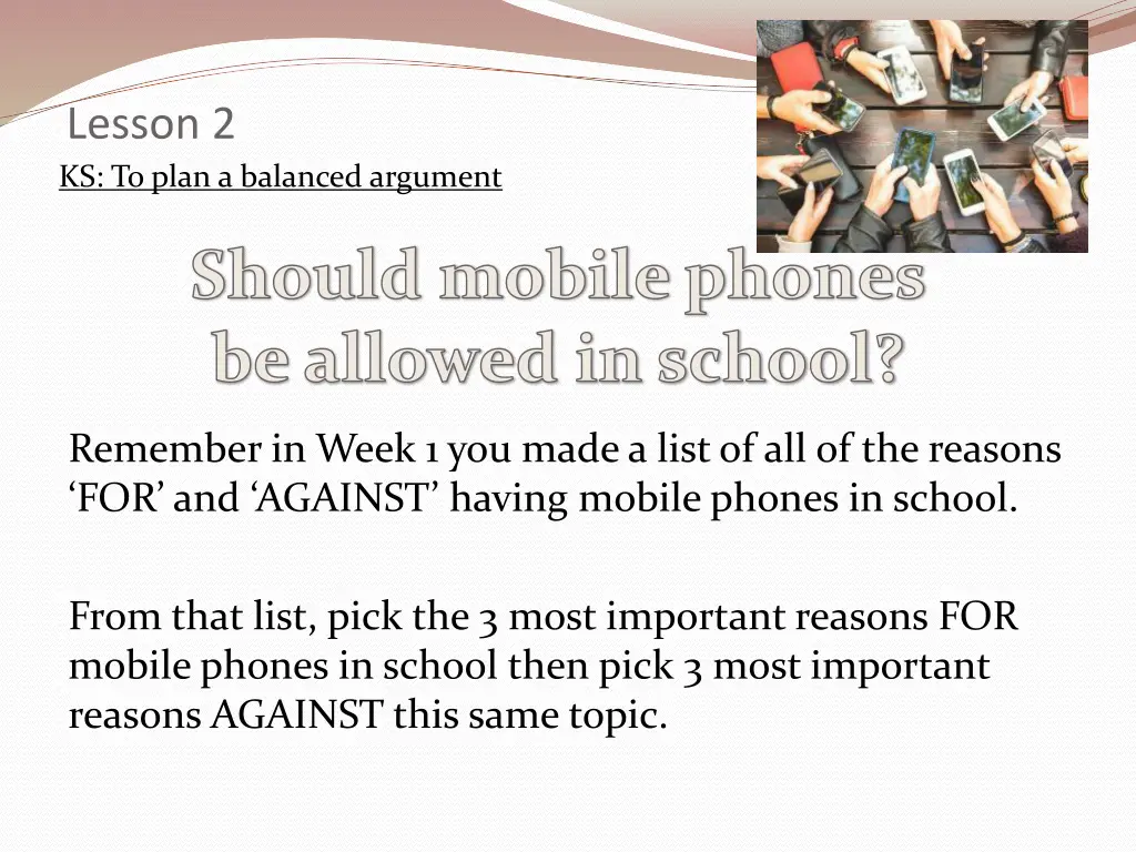 lesson 2 ks to plan a balanced argument