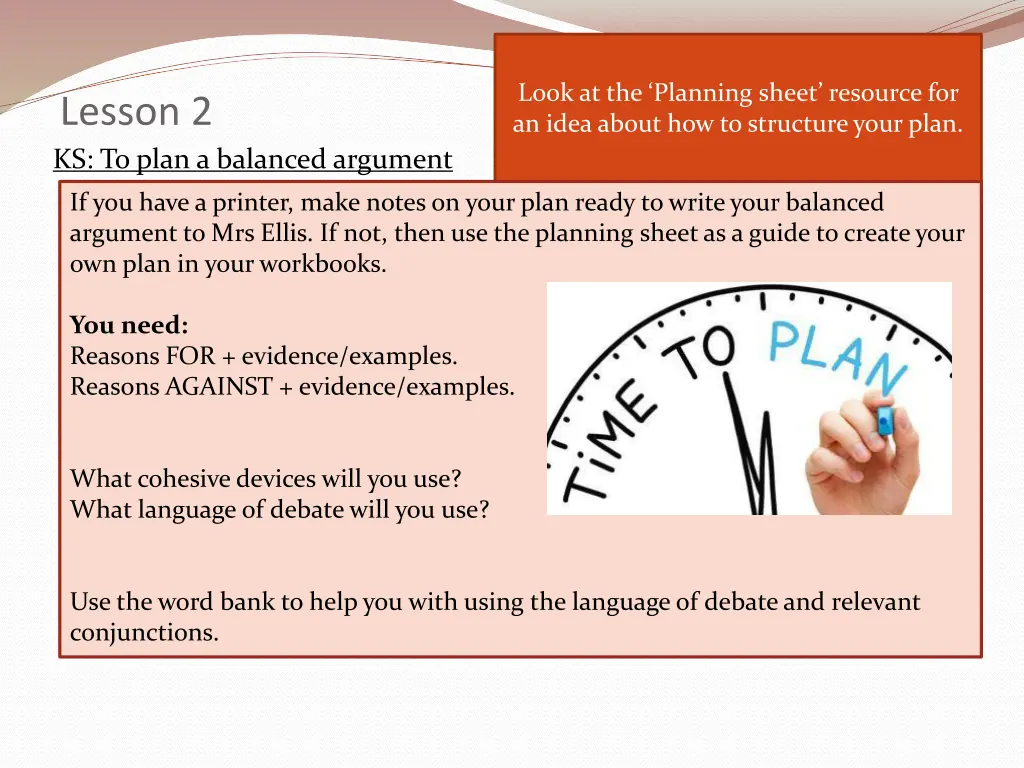 look at the planning sheet resource for an idea