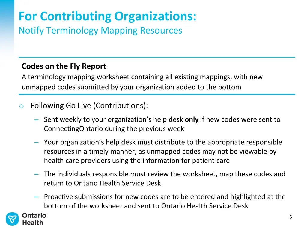 for contributing organizations notify terminology