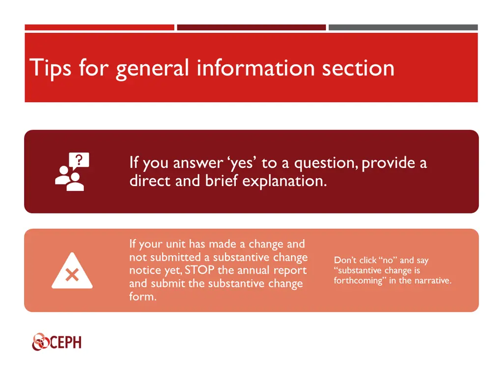 tips for general information section