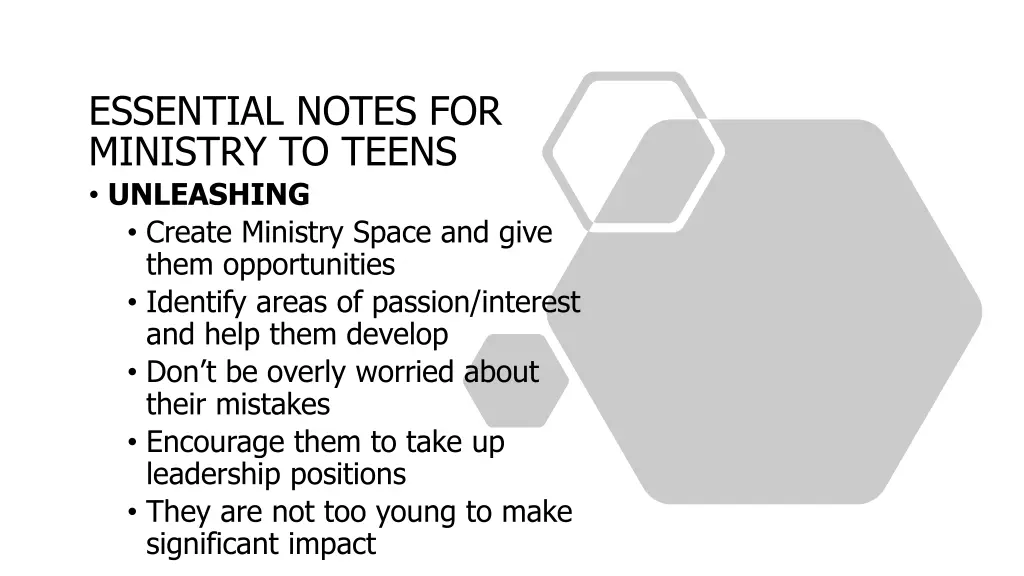 essential notes for ministry to teens unleashing