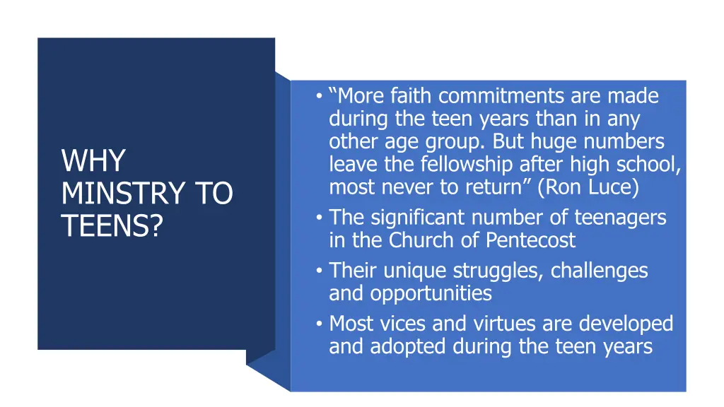 more faith commitments are made during the teen