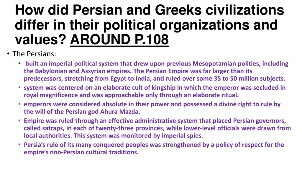 how did persian and greeks civilizations differ