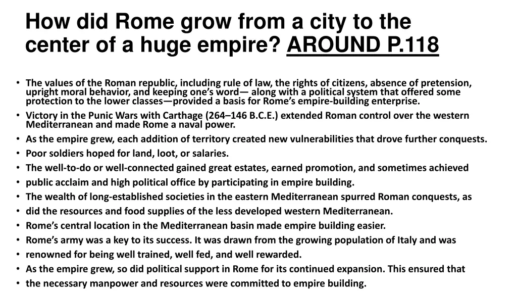 how did rome grow from a city to the center