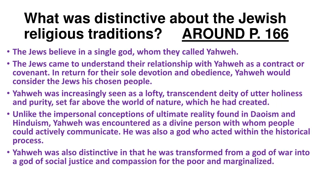 what was distinctive about the jewish religious