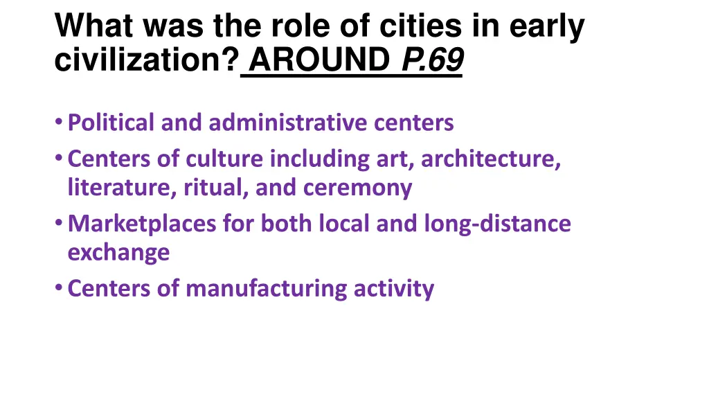 what was the role of cities in early civilization