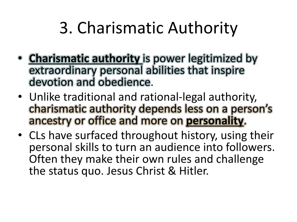 3 charismatic authority